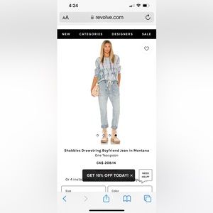 Revolve Shabbies drawstring jeans size m